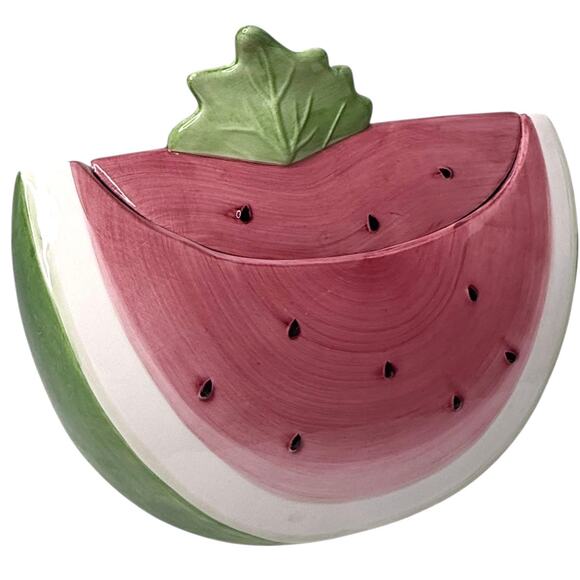 VTG Watermelon Slice COOKIE JAR Canister Container Susan Winget Certified Intern - Picture 1 of 11